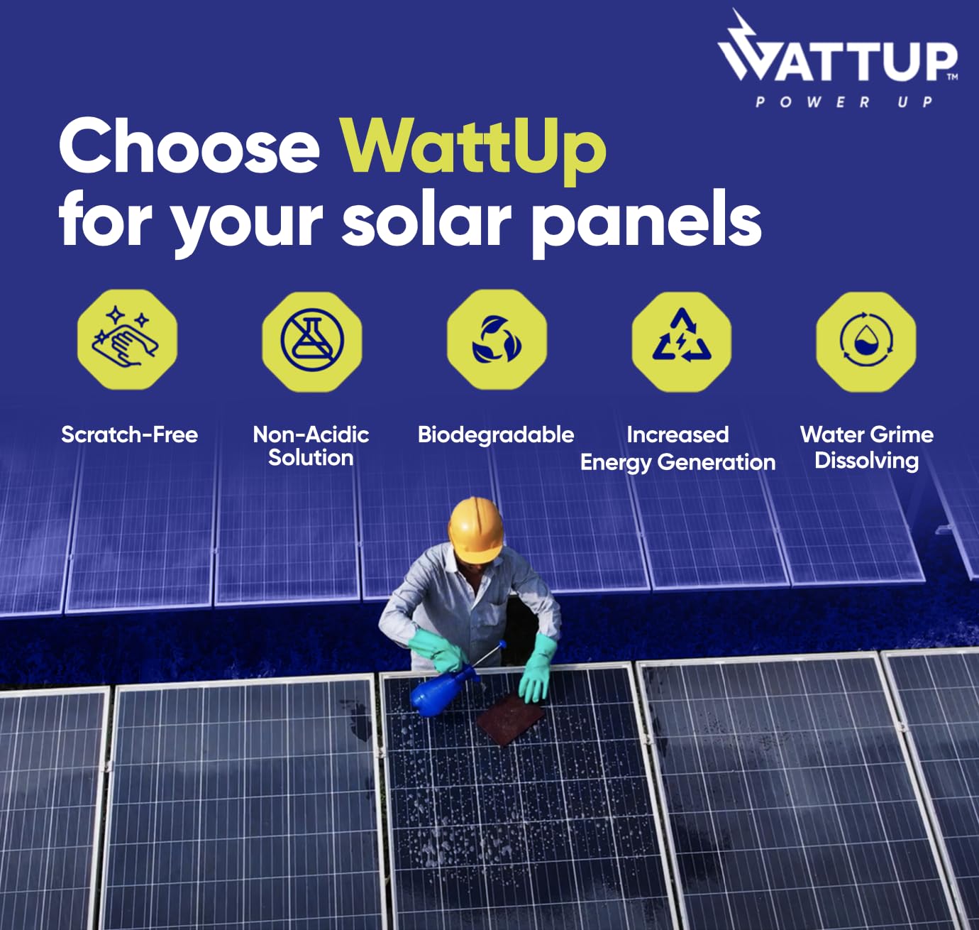 Solar Panel Cleaning Liquid | 100% Non-Acidic & Biodegradable | Safe for glass, panels, rails & metals – 100ml