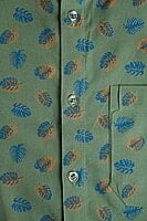 Green Cotton Leaf Printed Shirts