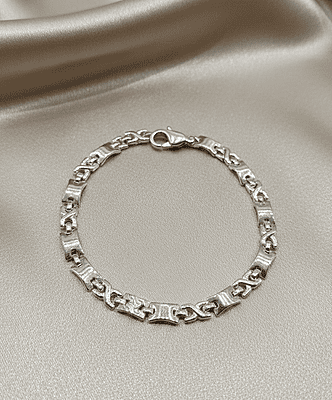 925 Silver Geo Link Gents Bracelet