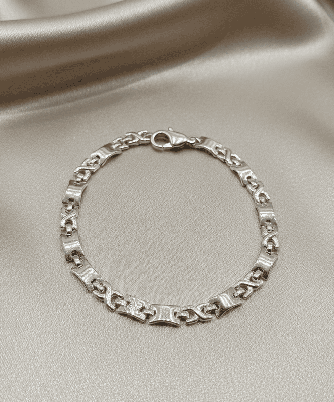 925 Silver Geo Link Gents Bracelet