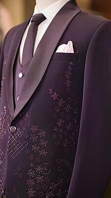 Deep Plum Embroidered Tuxedo