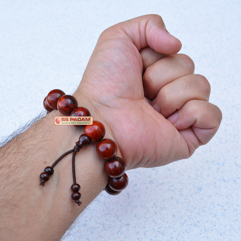 14mm Red Sandalwood (Lal Chandan) Chinese Design Bracelet