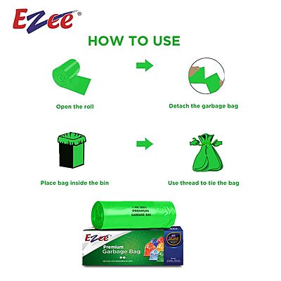 Ezee Plastic Disposable Garbage Bags, Green, Small, 30 Bags