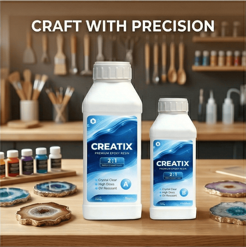 Creatix 2:1 Epoxy Resin | Crystal Clear Art Resin & Hardener | Bubble Free | Gloss Finish