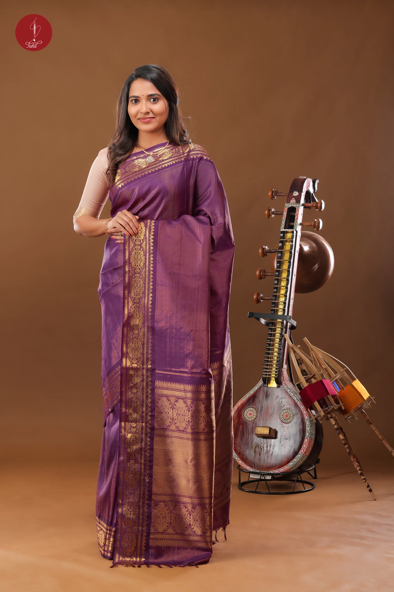 Handloom Kanchipuram Pure Silk Saree -  Jamun Vaira Oosi (SHS515)