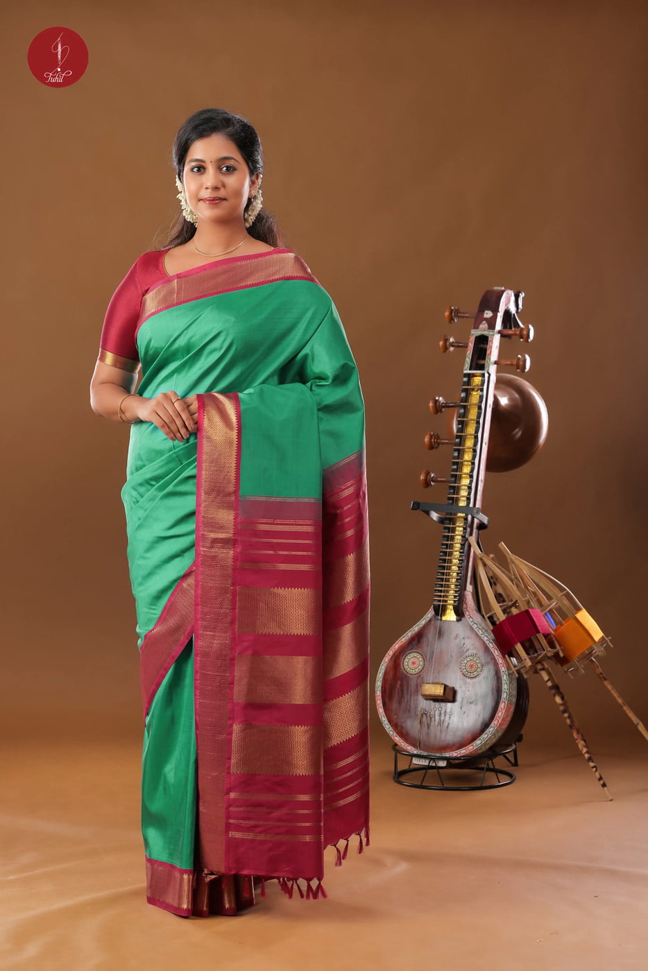 Handloom Kanchipuram Pure Silk Saree - Ramar Green with Arakku (SHS398) Handloom Kanchipuram Pure Silk Saree - Ramar Green with Arakku (SHS398)