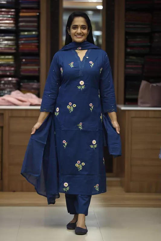 Anarkali Kurta Set with Dupatta, Peacock Blue