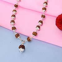 Silver Tied Rudraksha Mala
