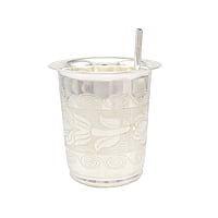 Silver Tumbler , Glass with straw