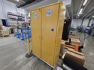 ASECOS 90, Hazardous materials cabinet with 2 shelves, golden yellow, 2 lockable hinged doors