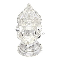 Silver Kamakshi, Traditional Diya, with Trigger Stick