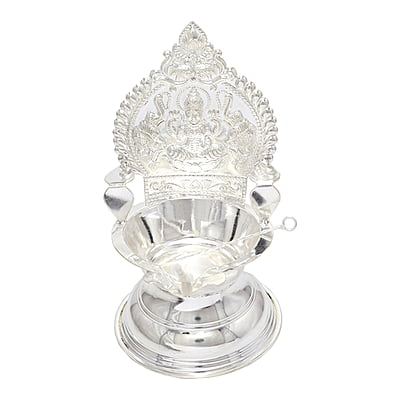 Silver Kamakshi, Traditional Diya, with Trigger Stick Silver Kamakshi, Traditional Diya, with Trigger Stick