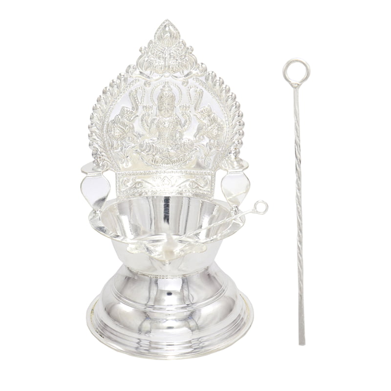 Silver Kamakshi, Traditional Diya, with Trigger Stick