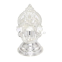 Silver Kamakshi, Traditional Diya, with Trigger Stick