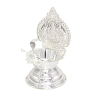 Silver Kamakshi, Traditional Diya, with Trigger Stick