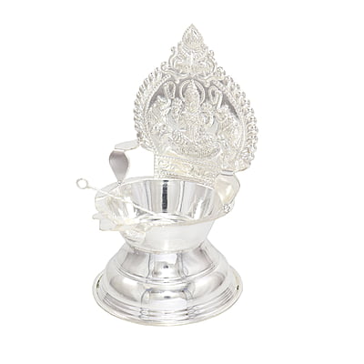 Silver Kamakshi, Traditional Diya, with Trigger Stick Silver Kamakshi, Traditional Diya, with Trigger Stick