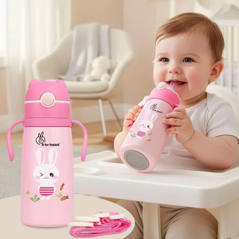 R For Rabbit - Steebo Safari Sippy Water Bottle - Pink Bunny