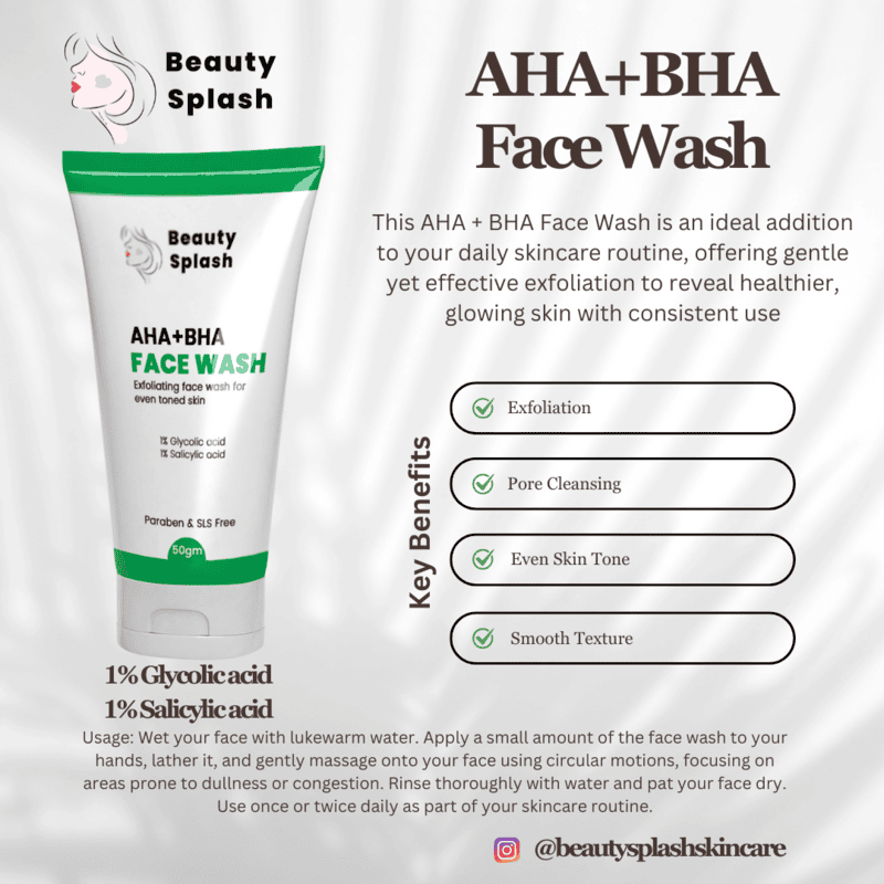 Glow Revealed: AHA + BHA Exfoliating Face Wash for Even-Toned, Radiant Skin | 50 Gms