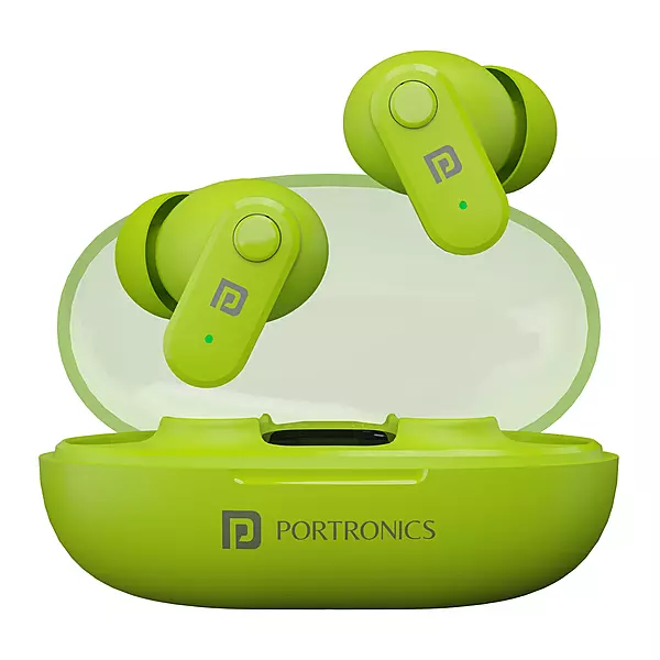 Portronics Twins S16 – TWS Earbuds, 24H Playtime, Green. Enjoy seamless connectivity, superior sound quality, and a stylish design. Perfect for music lovers and on-the-go lifestyles!