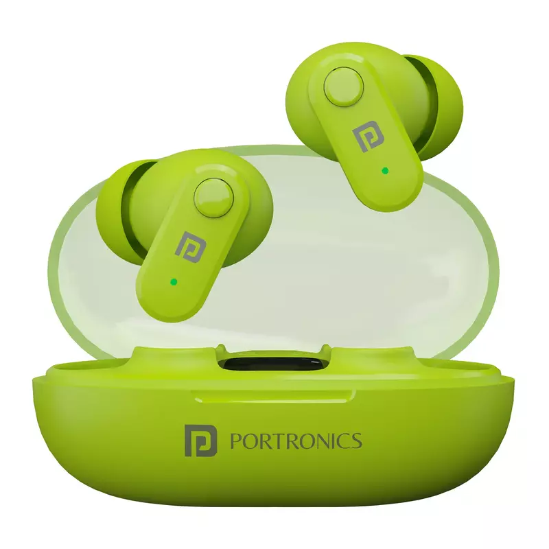 Portronics POR 2217 Harmonics Twins S16 TWS Earbuds – Bluetooth 5.3 | In-Ear | 24hrs Playtime| Green