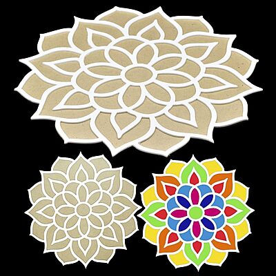 Rangoli Template Mat withMDF Rangoli Stencil I Rangoli FreeI Rangoli for Festivals, Pooja, Home Rangoli Template Mat withMDF Rangoli Stencil I Rangoli FreeI Rangoli for Festivals, Pooja, Home