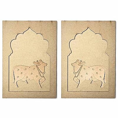 MDF Jharokha with Pichwai Cow Both Side face Engraved