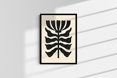 Black Abstract Floral Art Print I Modern Manimalistic Poster