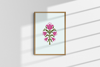 Vibrant Pink & Green Floral Art Poster I Contemporary Flower Print