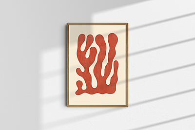 Warm Tone Abstract Coral Art Print Poster I Modern Organic Wall Decor