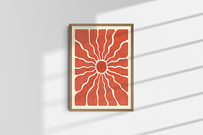 Warm Tone Sunburst Art Print Poster I Retro Inspired Wall Decor