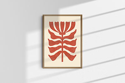 Warm Red Floral Poster - Abstract Botanical Art