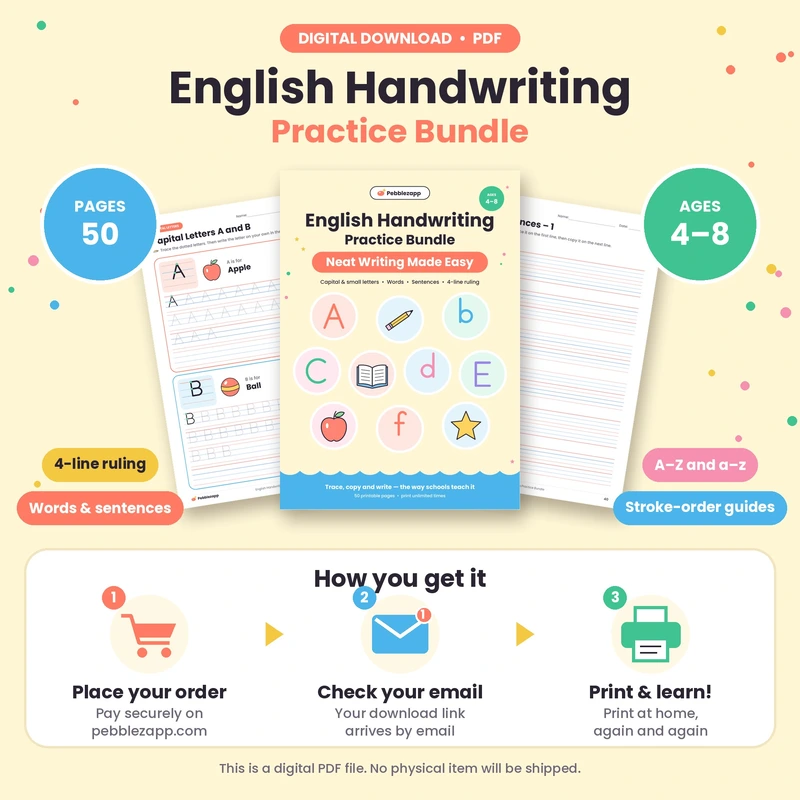 English Handwriting Practice Bundle PDF