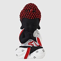 Baby Monk Buddha Showpiece for Home Decor (White & Red) Polyresin – 21 cm