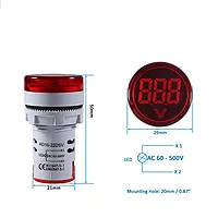 Yellow AC 60-500V LED Voltage Meter Indicator Signal - 22.5mm