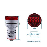 blue AC 60-500V LED Voltage Meter Indicator Signal - 22.5mm