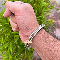 8mm Stainless Steel Edge Dual Brass Ring Punjabi Kada