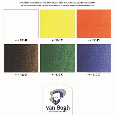 ROYAL TALENS VAN GOGH 20ML OIL COLOR BOX, STARTER SET OF ASSORTED 6 COLORS ROYAL TALENS VAN GOGH 20ML OIL COLOR BOX, STARTER SET OF ASSORTED 6 COLORS