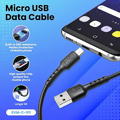 CABLE EVM MICRO USB 4A C-011 BLACK