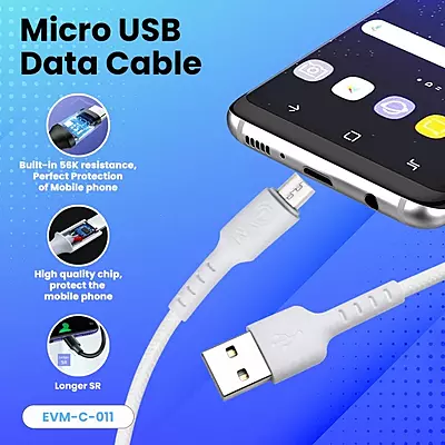 CABLE EVM MICRO USB 4A C-011 WHITE