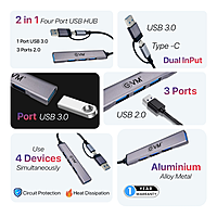 EVM CU4HP USB C + USB A 4 Port USB Hub