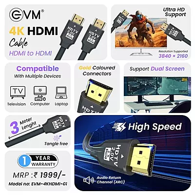 CABLE EVM HDMI 4K 3MTRS (EVM-4KHDMI-01)