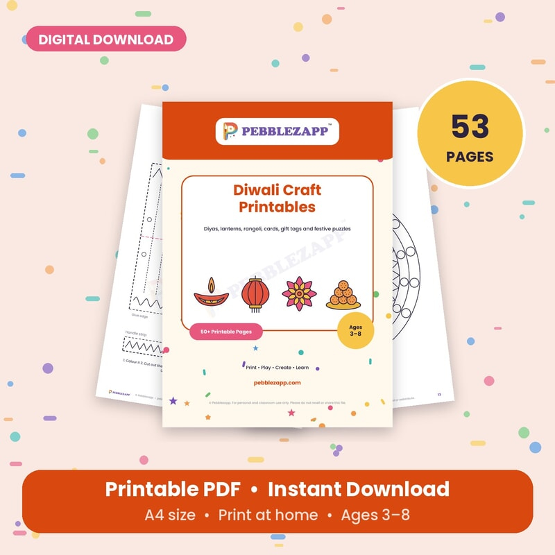 Diwali Craft Printables for Kids – 53 Pages PDF
