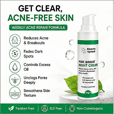 Overnight Glow: Pore Bright Night Cream to Reduce Acne Marks & Control Oil
