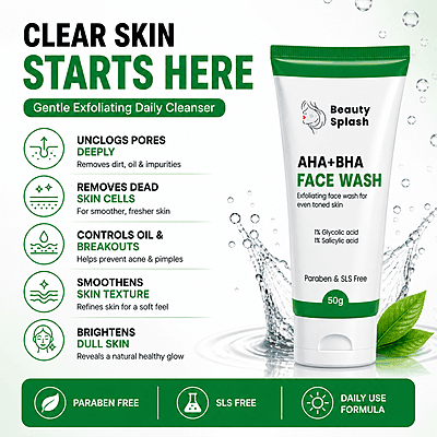 Glow Revealed: AHA + BHA Exfoliating Face Wash for Even-Toned, Radiant Skin | 50 Gms