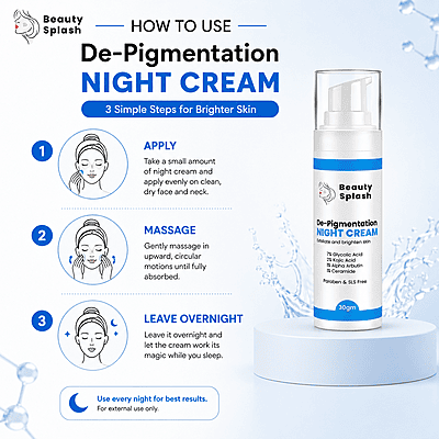Overnight Glow: De-Pigmentation Night Cream with Glycolic Acid & Kojic Acid for Brightening & Dark Spot Correction