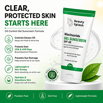 Glow & Shield: Niacinamide Gel Sunscreen SPF 45 for Oil-Free Protection & Skin Brightening | 50 Gms