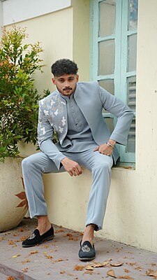 Light Blue Embellished Jodhpuri