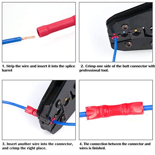 Fully Insulated Straight Butt Connector Electrical Wire Crimp Terminals (Pack of 10) BLUE