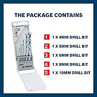 Bosch Masonry Drill Bit Set (5-Pieces set), Alloy Steel, Straight