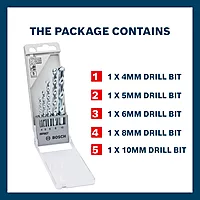 Bosch Masonry Drill Bit Set (5-Pieces set), Alloy Steel, Straight
